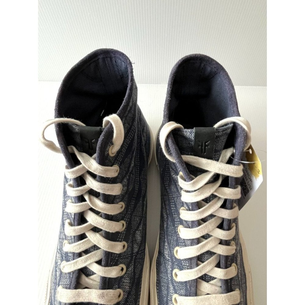 FRYE Blue Canvas High Top Sneakers w/ Geometric Print, Size 11 - Picture 5 of 12
